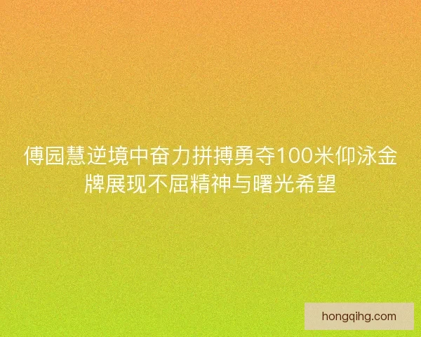 傅园慧逆境中奋力拼搏勇夺100米仰泳金牌展现不屈精神与曙光希望